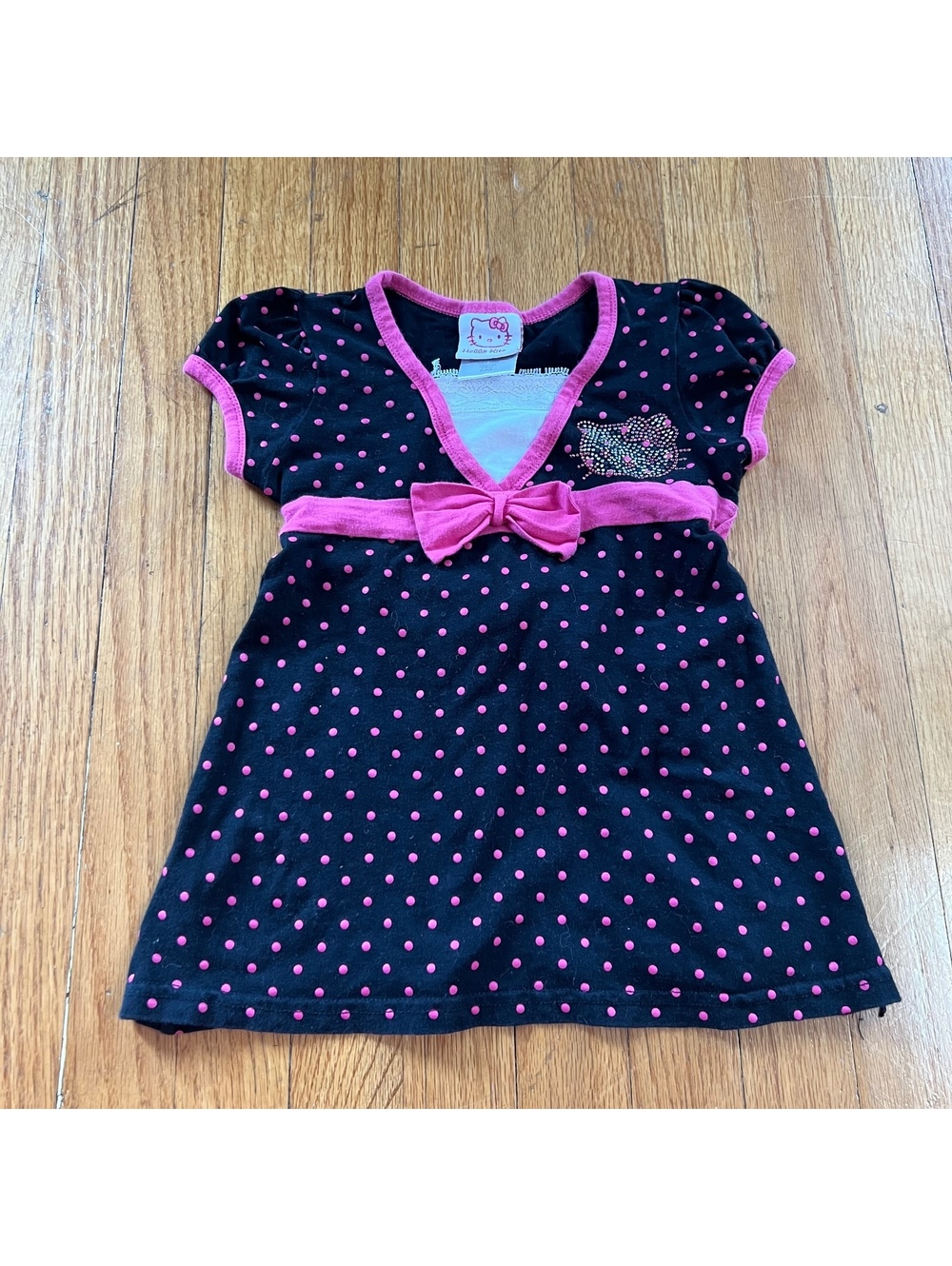 Vintage Y2K hello kitty polka dot baby doll top